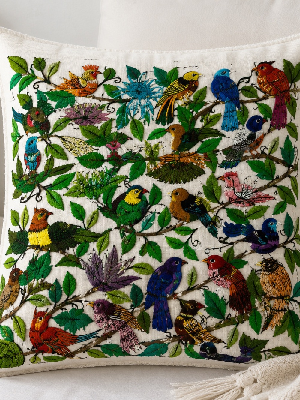 Vintage Hand Embroidered Guatemalan Bird Textile | Santiago Atitlán Folk Art - Picture 8 of 8